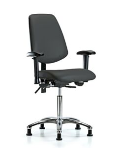 Neta ECOM Vinyl Medium Bench Height Chair - Medium Back Chrome Base