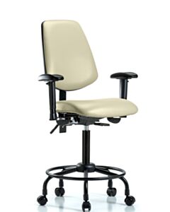 Neta ECOM Vinyl Medium Bench Height Chair - Medium Back Round Tube