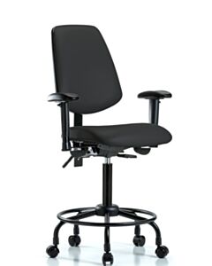 Neta ECOM Vinyl Medium Bench Height Chair - Medium Back Round Tube
