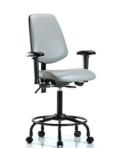 Neta ECOM Vinyl Medium Bench Height Chair - Medium Back Round Tube