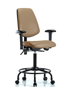 Neta ECOM Vinyl Medium Bench Height Chair - Medium Back Round Tube