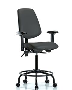 Neta ECOM Vinyl Medium Bench Height Chair - Medium Back Round Tube