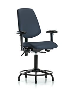 Neta ECOM Vinyl Medium Bench Height Chair - Medium Back Round Tube