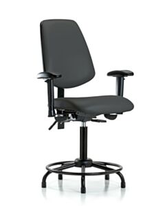 Neta ECOM Vinyl Medium Bench Height Chair - Medium Back Round Tube