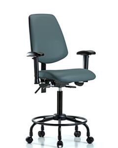 Neta ECOM Vinyl Medium Bench Height Chair - Medium Back Round Tube