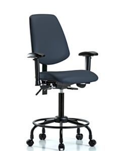 Neta ECOM Vinyl Medium Bench Height Chair - Medium Back Round Tube