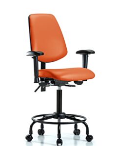 Neta ECOM Vinyl Medium Bench Height Chair - Medium Back Round Tube