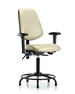 Neta ECOM Vinyl Medium Bench Height Chair - Medium Back Round Tube