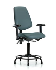 Neta ECOM Vinyl Medium Bench Height Chair - Medium Back Round Tube