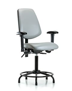 Neta ECOM Vinyl Medium Bench Height Chair - Medium Back Round Tube