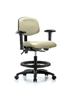 Neta ECOM Vinyl Medium Bench Height Chair - Nylon Base Arms Black