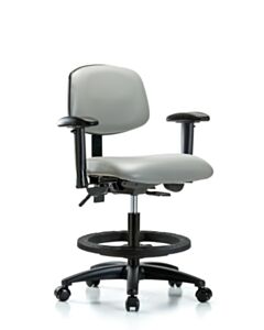 Neta ECOM Vinyl Medium Bench Height Chair - Nylon Base Arms Black