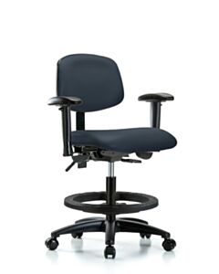 Neta ECOM Vinyl Medium Bench Height Chair - Nylon Base Arms Black
