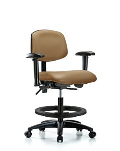 Neta ECOM Vinyl Medium Bench Height Chair - Nylon Base Arms Black