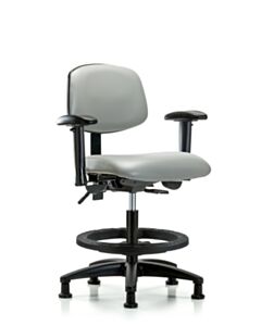 Neta ECOM Vinyl Medium Bench Height Chair - Nylon Base Arms Black