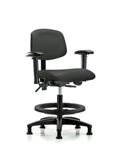 Neta ECOM Vinyl Medium Bench Height Chair - Nylon Base Arms Black
