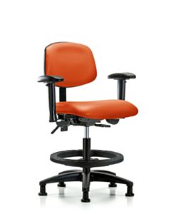 Neta ECOM Vinyl Medium Bench Height Chair - Nylon Base Arms Black