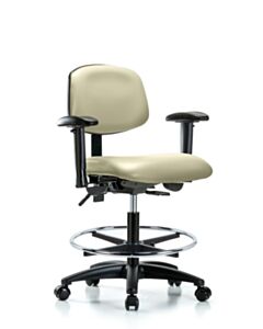 Neta ECOM Vinyl Medium Bench Height Chair - Nylon Base Arms Chrome