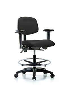Neta ECOM Vinyl Medium Bench Height Chair - Nylon Base Arms Chrome
