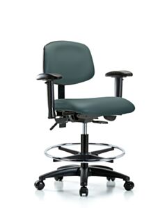 Neta ECOM Vinyl Medium Bench Height Chair - Nylon Base Arms Chrome
