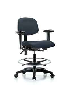 Neta ECOM Vinyl Medium Bench Height Chair - Nylon Base Arms Chrome