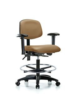 Neta ECOM Vinyl Medium Bench Height Chair - Nylon Base Arms Chrome
