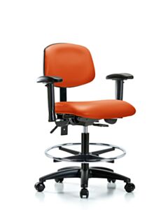 Neta ECOM Vinyl Medium Bench Height Chair - Nylon Base Arms Chrome