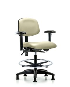 Neta ECOM Vinyl Medium Bench Height Chair - Nylon Base Arms Chrome