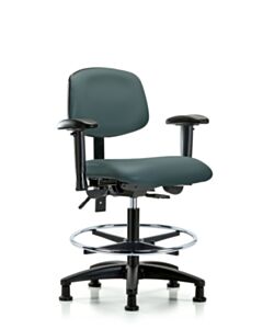 Neta ECOM Vinyl Medium Bench Height Chair - Nylon Base Arms Chrome
