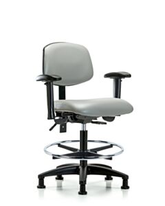 Neta ECOM Vinyl Medium Bench Height Chair - Nylon Base Arms Chrome