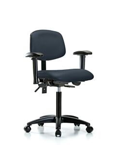Neta ECOM Vinyl Medium Bench Height Chair - Nylon Base Arms Casters
