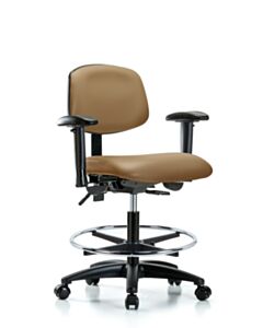 Neta ECOM Vinyl Medium Bench Height Chair - Nylon Base Tilt Arms