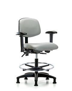 Neta ECOM Vinyl Medium Bench Height Chair - Nylon Base Tilt Arms