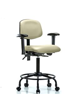 Neta ECOM Vinyl Medium Bench Height Chair - Round Tube Base Arms
