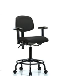 Neta ECOM Vinyl Medium Bench Height Chair - Round Tube Base Arms