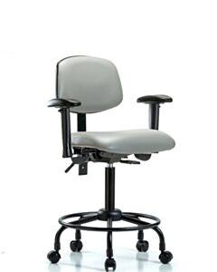 Neta ECOM Vinyl Medium Bench Height Chair - Round Tube Base Arms