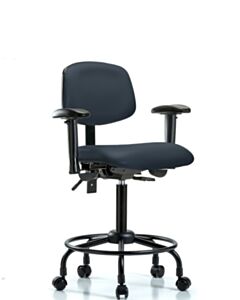 Neta ECOM Vinyl Medium Bench Height Chair - Round Tube Base Arms