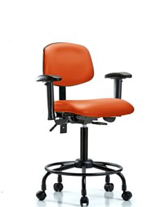 Neta ECOM Vinyl Medium Bench Height Chair - Round Tube Base Arms
