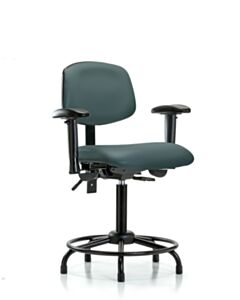 Neta ECOM Vinyl Medium Bench Height Chair - Round Tube Base Arms