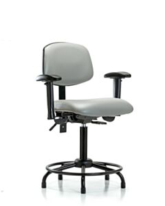 Neta ECOM Vinyl Medium Bench Height Chair - Round Tube Base Arms