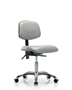 Neta ECOM Vinyl Desk Height Chair - Chrome Base Chrome Casters Dove