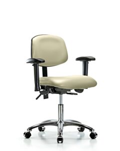 Neta ECOM Vinyl Desk Height Chair - Chrome Base Arms Chrome Casters