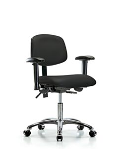 Neta ECOM Vinyl Desk Height Chair - Chrome Base Arms Chrome Casters
