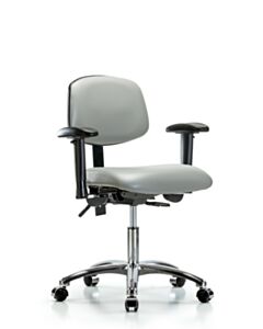 Neta ECOM Vinyl Desk Height Chair - Chrome Base Arms Chrome Casters