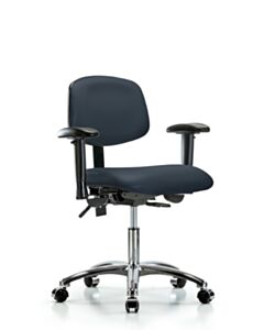 Neta ECOM Vinyl Desk Height Chair - Chrome Base Arms Chrome Casters