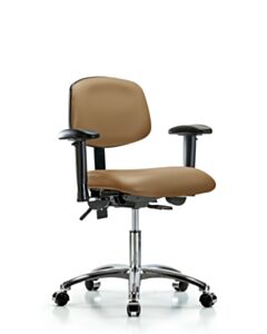 Neta ECOM Vinyl Desk Height Chair - Chrome Base Arms Chrome Casters