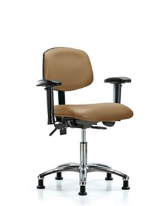 Neta ECOM Vinyl Desk Height Chair - Chrome Base Arms Glides Taupe