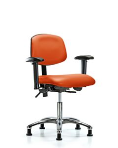 Neta ECOM Vinyl Desk Height Chair - Chrome Base Arms Glides Orange