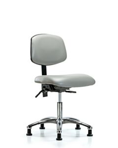 Neta ECOM Vinyl Desk Height Chair - Chrome Base Tilt Glides Dove
