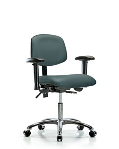 Neta ECOM Vinyl Desk Height Chair - Chrome Base Tilt Arms Chrome